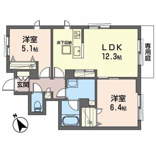 シャーメゾン・シオン(2LDK/1階)の間取り写真