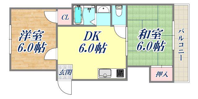 東園田ハイツ(2DK/2階)の間取り写真