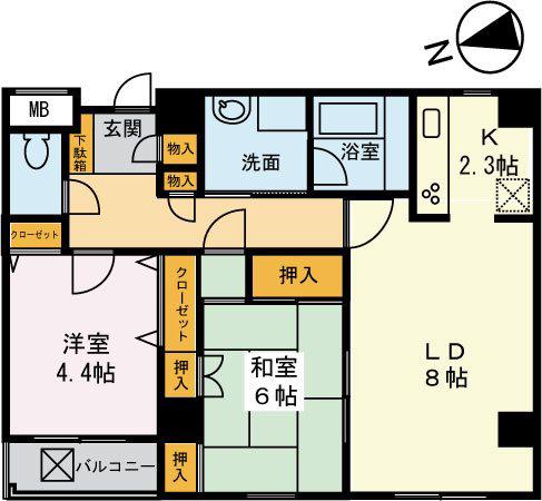 グランドゥールセゾン(2LDK/3階)の間取り写真