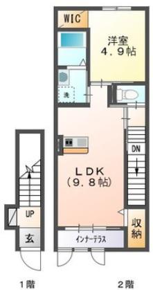 グレイスリー(1LDK/2階)の間取り写真