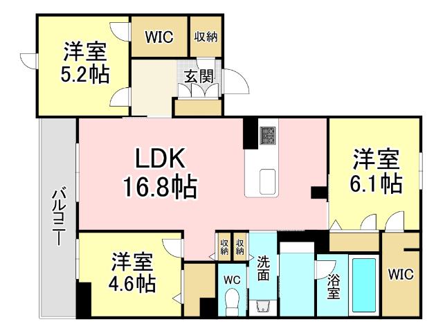 シャーメゾン城野駅前(3LDK/2階)の間取り写真