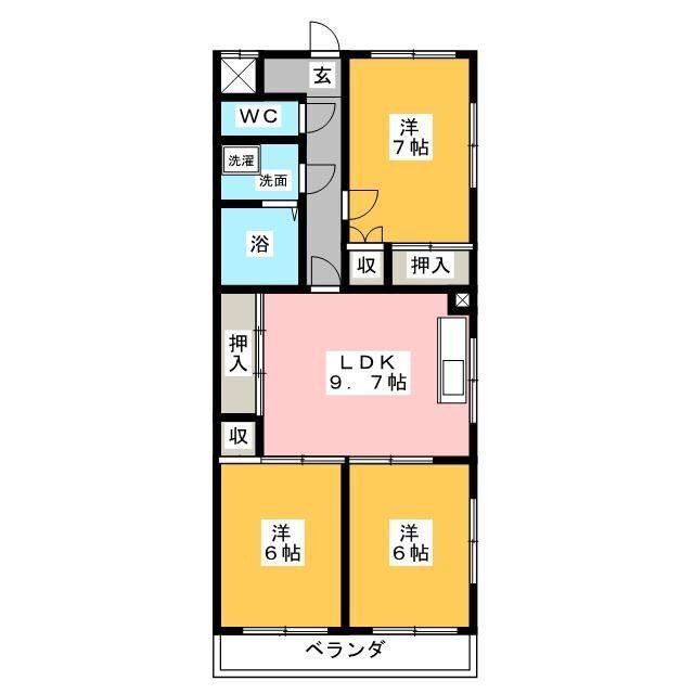 サンクレスト(3LDK/4階)の間取り写真