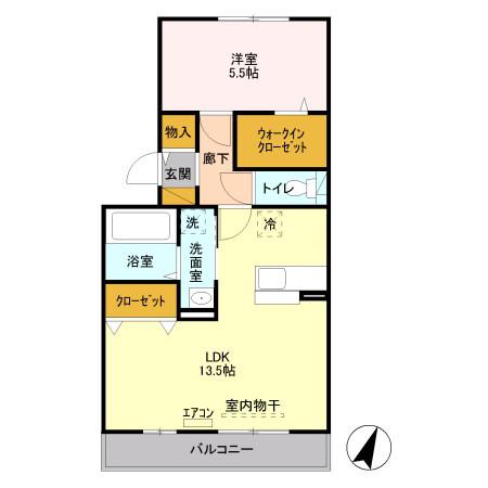 セイチ上近江(1LDK/2階)の間取り写真
