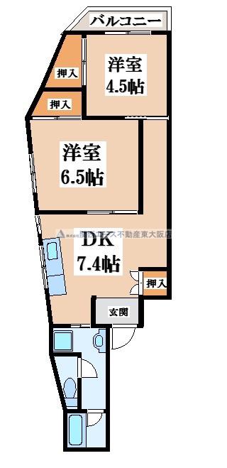 サンライズ 長田(1LDK/6階)の間取り写真