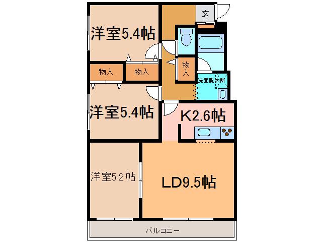 ドルシスII(3LDK/1階)の間取り写真