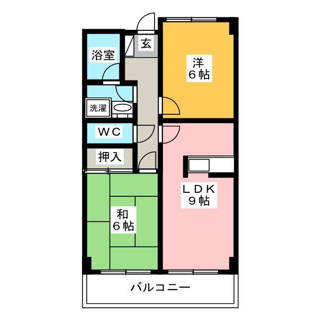 ウエストサイドレジデンスヤマシチ(2LDK/3階)の間取り写真