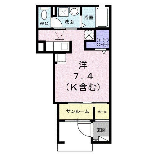 クレアII(ワンルーム/1階)の間取り写真