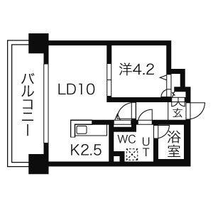 LEONE中島公園(1LDK/7階)の間取り写真