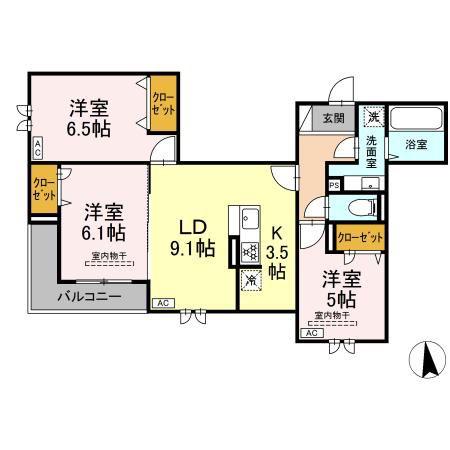 SENSIA小田原5丁目(3LDK/2階)の間取り写真