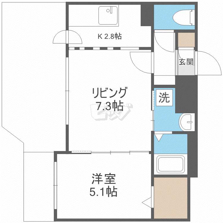 フォレストヒルズB(1LDK/2階)の間取り写真