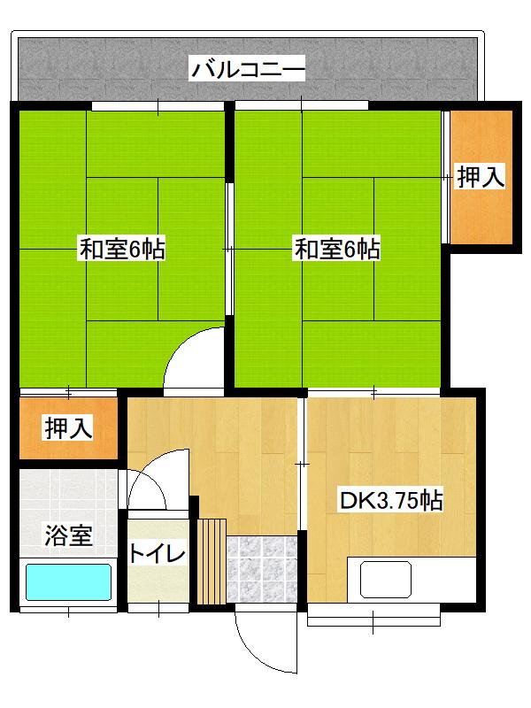 池の内荘(2K/1階)の間取り写真