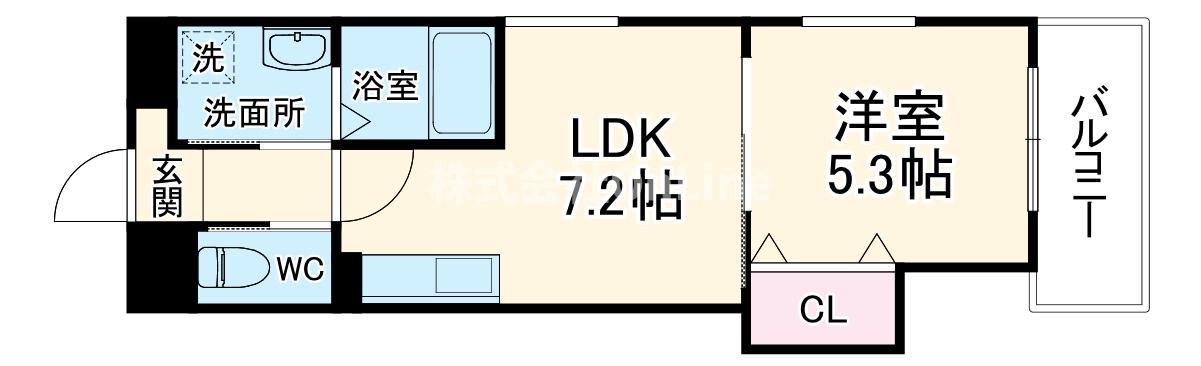 コラッジオ衣摺(1DK/2階)の間取り写真