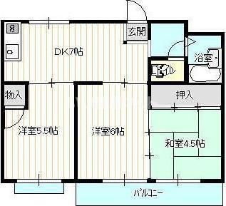 サニーハイツ原口B(3DK/1階)の間取り写真