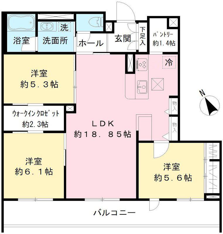 キャステロ蘆花公園(3LDK/1階)の間取り写真
