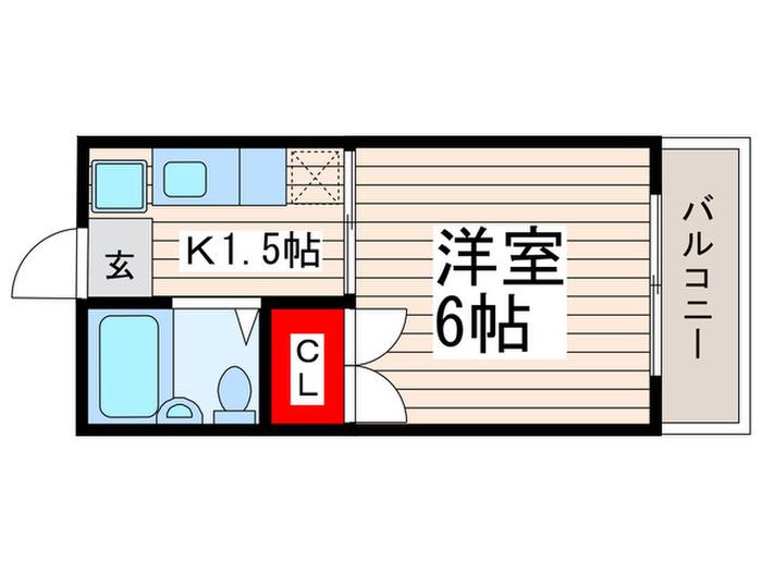コーポT&T平石(1K/2階)の間取り写真