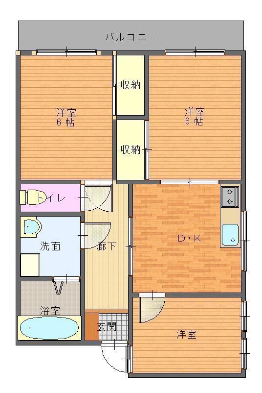 アメニティ豊岡II(3DK/3階)の間取り写真
