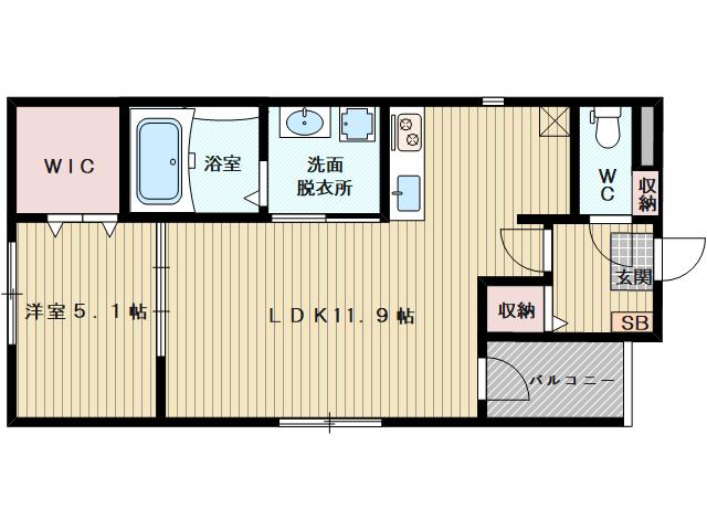 グランツ上新庄(1LDK/2階)の間取り写真