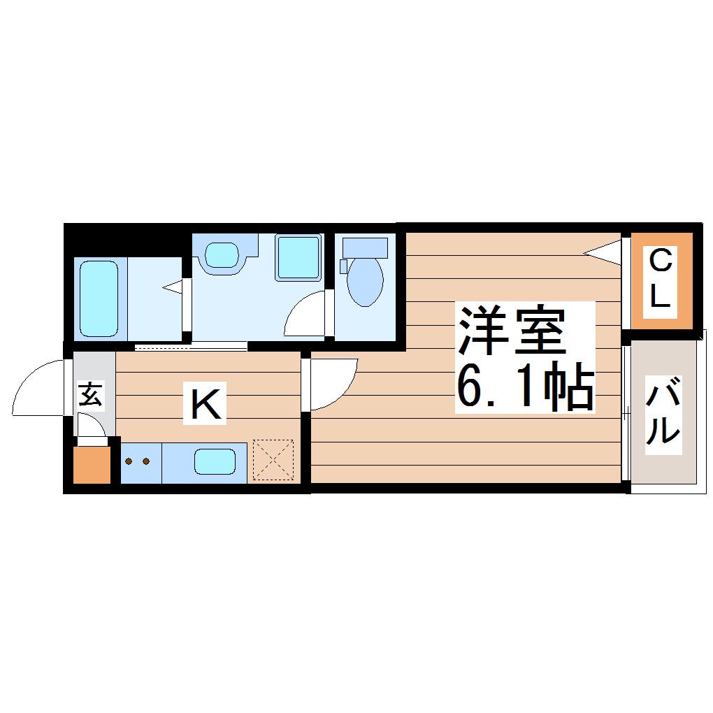グランイーズ長町(1K/1階)の間取り写真