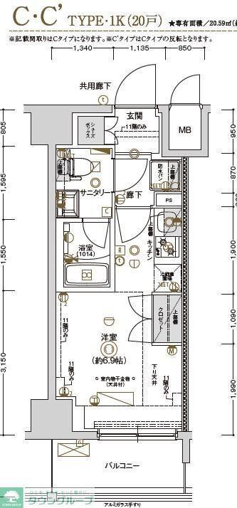 CREST TAPP 川崎II(1K/7階)の間取り写真