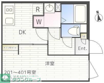 THE PARK EXIA 等々力(1DK/2階)の間取り写真
