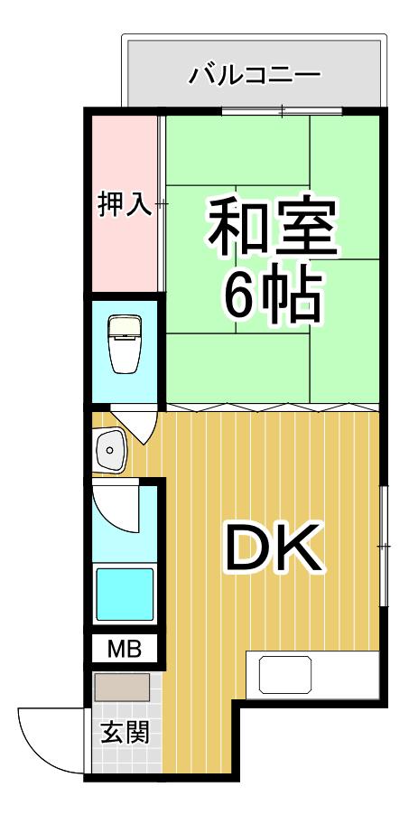 東園田マンション(1DK/3階)の間取り写真