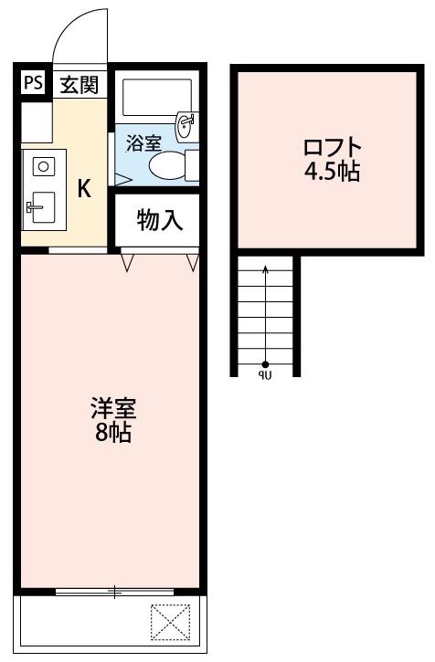 MID18(ワンルーム/2階)の間取り写真