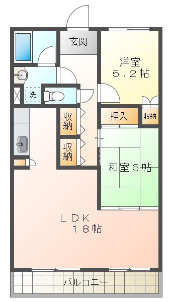 メルヴェーユ桃山台(2LDK/1階)の間取り写真