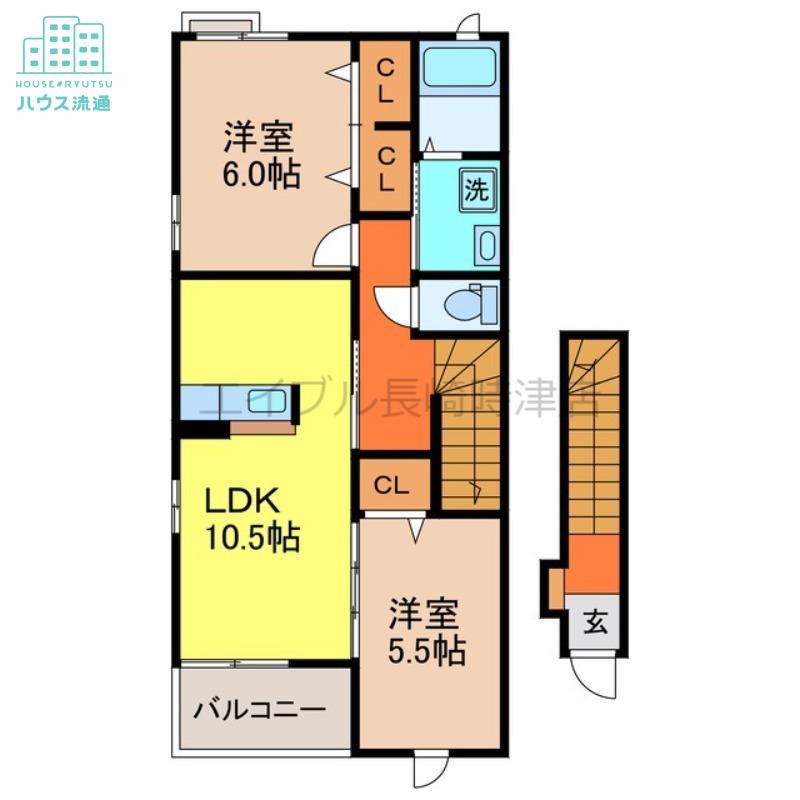 カレントハウスA(2LDK/2階)の間取り写真