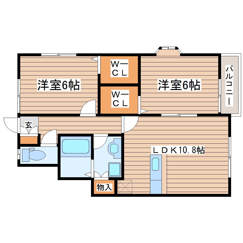 カーサフィオーレ(2LDK/1階)の間取り写真