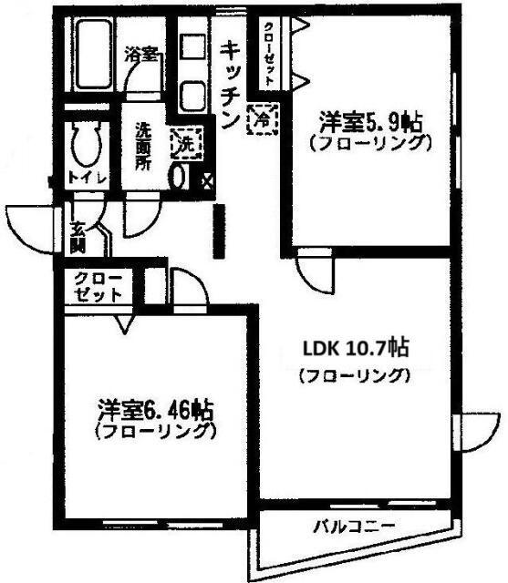 MODULORMITAKA(2LDK/4階)の間取り写真