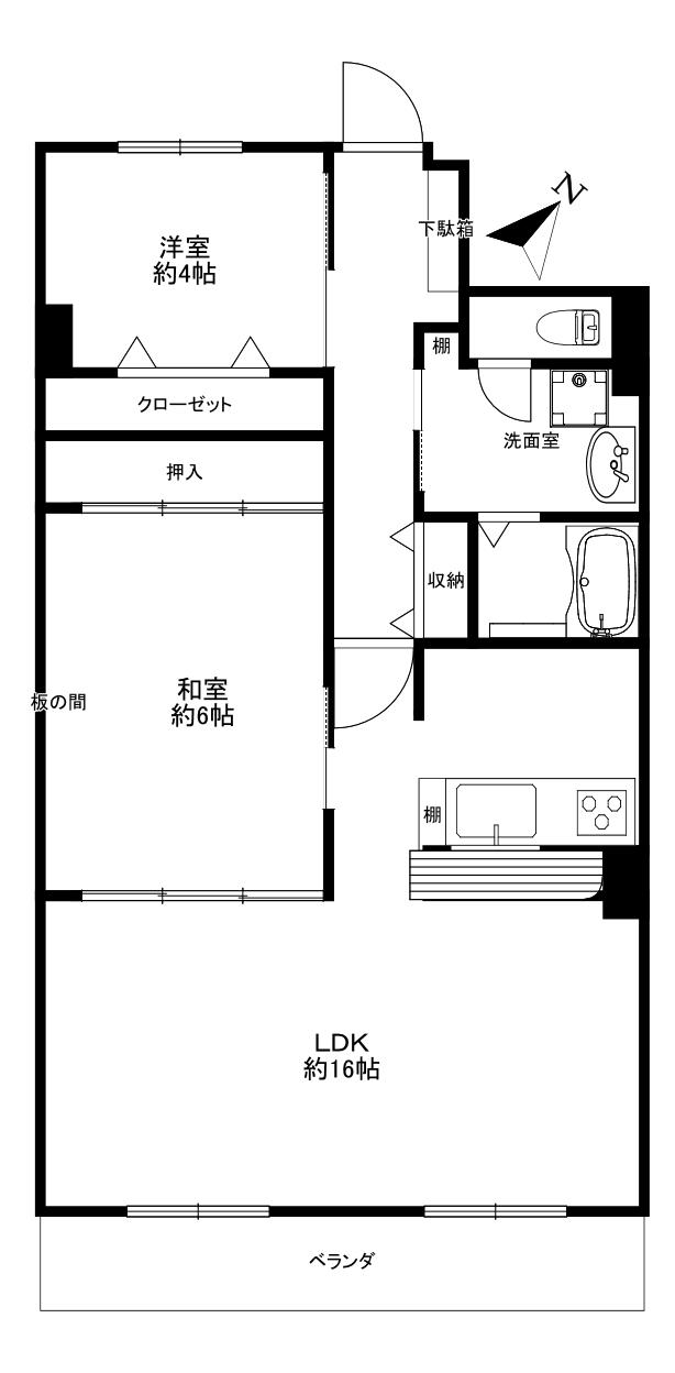ルミナス本山(2LDK/4階)の間取り写真