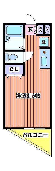 フォーチュン西立川(ワンルーム/1階)の間取り写真
