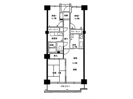 グローリアス小牧(3LDK/6階)の間取り写真