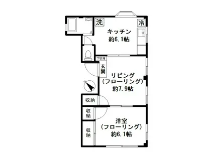 青葉コーポ(1LDK/2階)の間取り写真