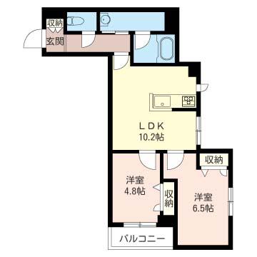 ポルト ボナール(2LDK/1階)の間取り写真