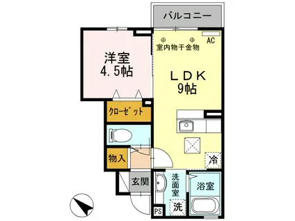 D-ROOM山田町 A(1LDK/1階)の間取り写真