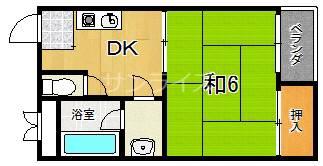 サンパークⅠ(1DK/2階)の間取り写真