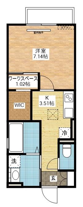 D-ROOMI-A(1K/1階)の間取り写真