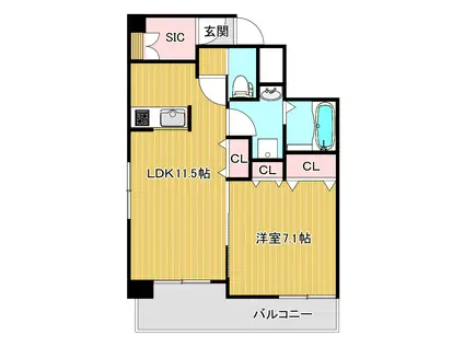 グランディール駅南(1LDK/4階)の間取り写真