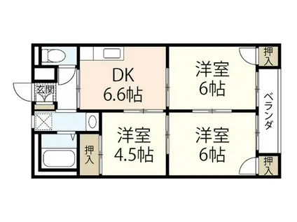 横山ビル(3DK/1階)の間取り写真