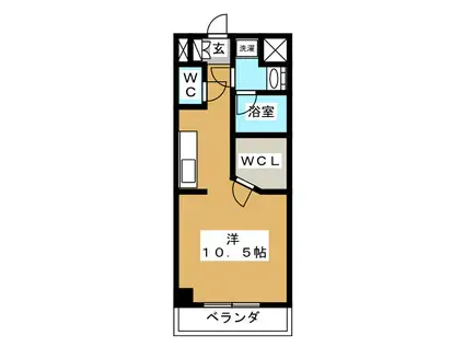ビバ・ルネサンスII(ワンルーム/2階)の間取り写真