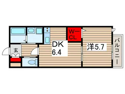 BUENA CASA 西千葉(1DK/2階)の間取り写真