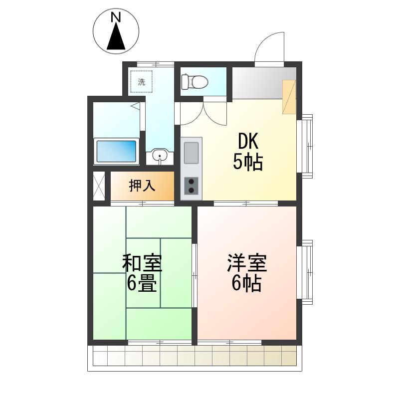 ロジュマンあかね(2DK/2階)の間取り写真