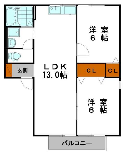 ア・カインドネス(2LDK/2階)の間取り写真
