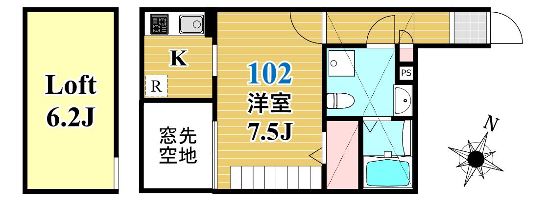ポーラスター参宮橋(1K/1階)の間取り写真