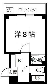花園マンション(1K/1階)の間取り写真