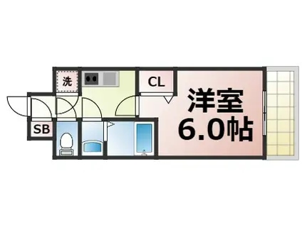 レジュールアッシュOOSAKA新深江(1K/7階)の間取り写真