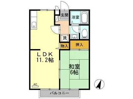 中村ハイツII(1LDK/2階)の間取り写真