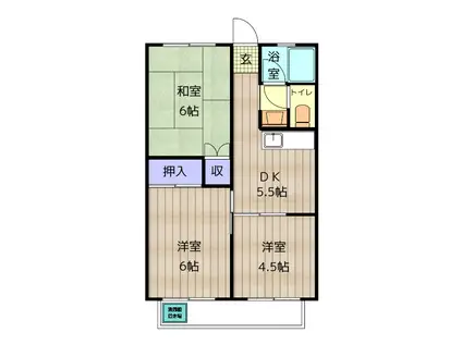 四季ハイツ(3DK/2階)の間取り写真