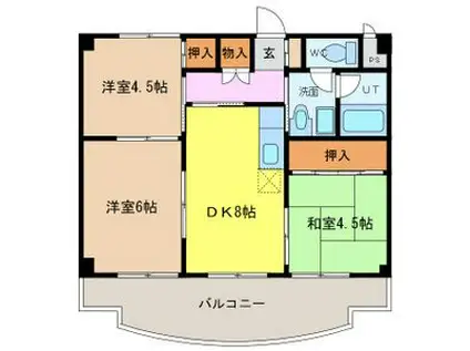 サンハイツふじ(3DK/2階)の間取り写真
